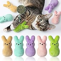 MALLMALL6 5Pcs Easter Bunny Catnip Toys Gift for Cat, Indoor Cat Chew Bite Kick Plush Colorful Rabbit Peeps Catmint Pet Toys for Cat Lover Gifts, Cute Interactive Cat Toy for Pet Presents