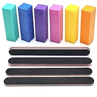 es and Buffer 100/180 Grit Rectangular Care Buffers Block Tools Double and Four Sided Grit Polishing Buffer Professional Manicure Tools Kit for Home Salon 12Pcs (12PCS Black)
