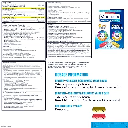 Maximum Strength Mucinex Fast-Max Day Cold & Flu & Nightshift Night Severe Cold & Flu All In One, Fast Release, Powerful Multi-Symptom Relief, 40 caplets (24 Day time + 16 Night time)