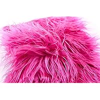 Faux Fur Fabric Square Patches for Crafts, Sewing, Costumes, Seat Pads (Hot Pink, 10 x 20 Inch)