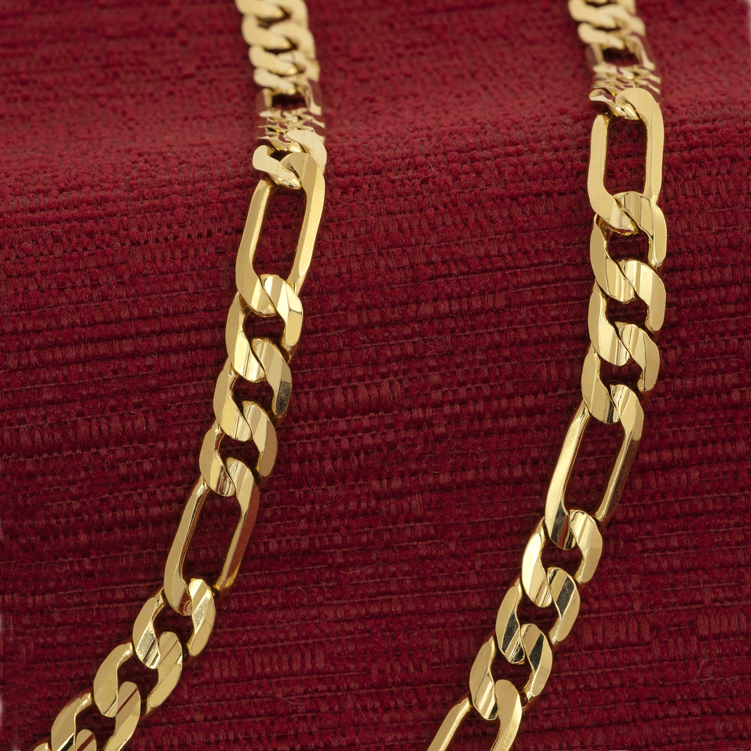 LIFETIME JEWELRY 7mm Figaro Chain Necklace Diamond Cut 24k Real Gold Plated