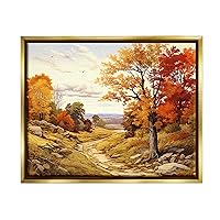 Stupell Industries Classic Fall Foliage Path Framed Floater Canvas Wall Art by Lil' Rue