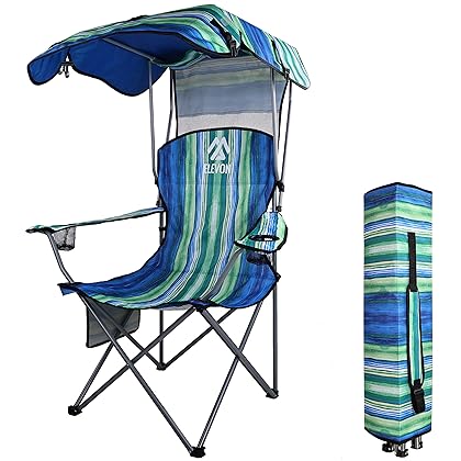 Elevon Camp Chairs with Shade Canopy Chair Folding Camping Recliner Support with Carrying Bag, Multi-Color
