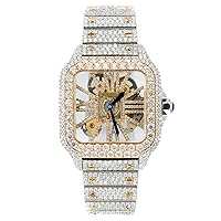 Fully Iced Out VVS White Moissanite Swiss Automatic Movement Hip Hop Studded Luxury Handmade Skeleton Watches for Men