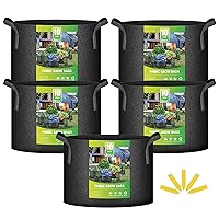 iPower 5 Pack 10 Gallon Grow Bags, Garden Planting Nonwoven Fabric Pots with Reinforced Handle, Heavy Duty and Aeration Planter Pot for Tomato, Fruits, Vegetables and Flowers