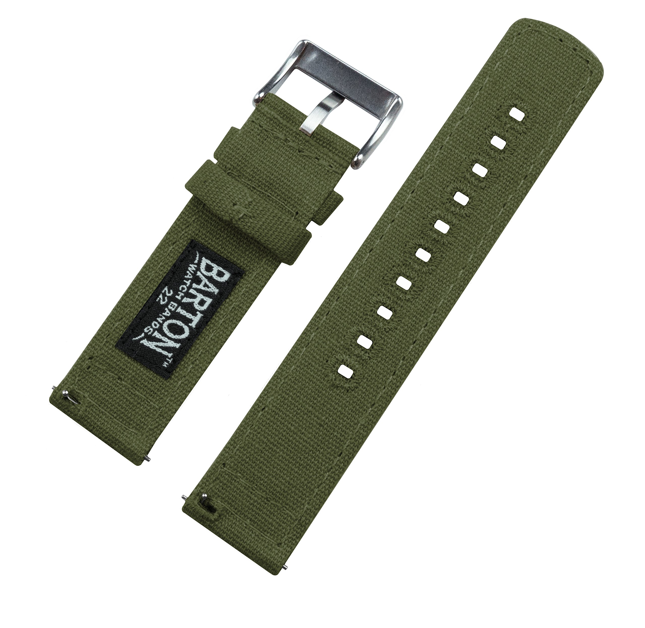 BARTON Canvas Quick Release Watch Band Straps - Choose Color & Width - 18mm, 19mm, 20mm, 21mm, 22mm, 23mm, or 24mm