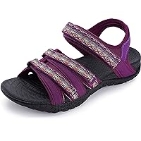 WHITIN Women’s Hiking Sandals with Arch Support | Adjustable Hook and Loop Straps | Durable Sport Sandals for Outdoor Adventure