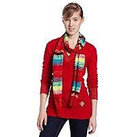 Southpole Juniors V-Neck Long Sleeve Sweater with Striped Scarf