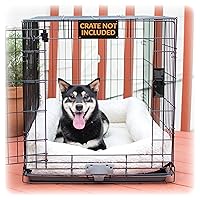 Ultra Plush Deluxe Bolster Dog Crate Pad, Plush Dog Crate Bed, Portable Dog Crate Mat & Dog Kennel Indoor Mat, Dog Bed for Crate (Crate Not Included) - Fleece 21 X 31 Inches