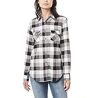 Weatherproof Vintage Womens Casual Soft Brushed Plaid Button-Down Flannel Shirt