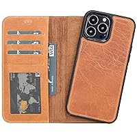 VENOULT Compatible with iPhone 13 Wallet Case for Man or Women, Genuine Leather Magnetic Detachable Luxury Folio Cover, Wirelss Charge, RFID, First Class Handmade Workmanship