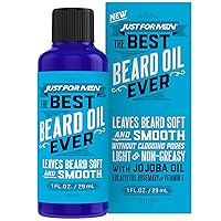 Just For Men The Best Beard Oil Ever, Supports Growth, Made with Vitamin E, Eucalyptus, Rosemary, and Jojoba Oil, Smoothes and Softens without clogging pores, Light & Nongreasy, 1 Fl Oz