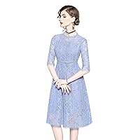 Women's Vintage Full Lace Flare Sleeve Big Swing A-Line Dress