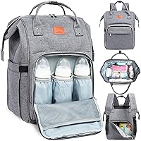 KeaBabies Baby Diaper Bag Backpack - Baby Bag for Boys, Girls, Waterproof Multi Function Baby Backpack, Large Diaper Bags for Baby Girl, Baby Boy, Travel Diaper Bag with Changing Pad (Classic Gray)