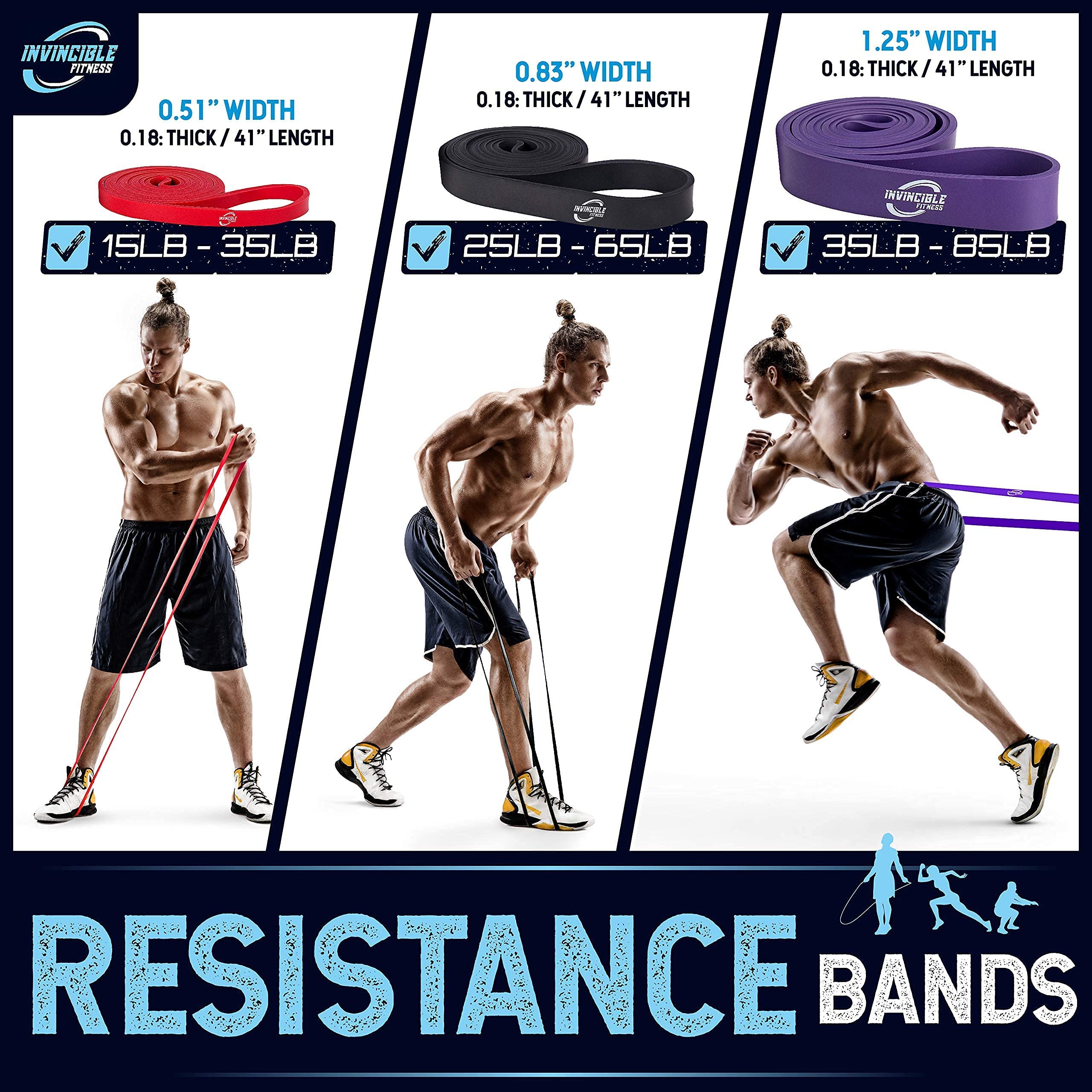 Invincible Fitness Pull Up Assistance Bands Set, Adjustable Jump Rope, 5 Loop Exercise Bands Crossfit Stretch Fitness Bands Assist Kit