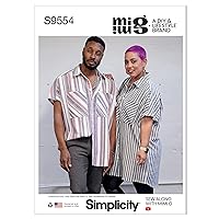 Simplicity Men's and Women's Shirt Sewing Pattern Kit, Code S9554, Sizes XS-S-M-L-XL-XXL, Multicolor
