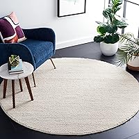 SAFAVIEH Natura Collection Area Rug - 3' Round, Ivory, Handmade Textured Wool, Ideal for The Living Room, Bedroom, Dining Room (NAT620A-3R)