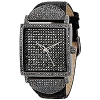 Peugeot Couture Women Crystal Square Shape Watch with Leather Band Strap