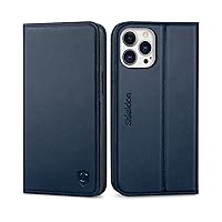 SHIELDON Wallet Case for iPhone 13 Pro Max 5G, Genuine Leather Magnetic Folding Shockproof Full Protection Case with Kickstand Credit Card Slots Compatible with iPhone 13 Pro Max (6.7