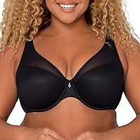 Women's Sexy Sheer Mesh Plus Size Plunge T Shirt Bra