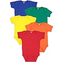 RABBIT SKINS Baby 5-Pack Soft Short- Sleeve Bodysuit (44KCO)