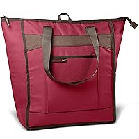 Rachael Ray Chillout Cooler Bag, Soft Sided Zippered Cooler Tote, Insulated and Leak Proof Grocery Bag, Portable Travel Cooler, Hot or Cold Carrier, Burgundy