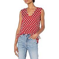 Star Vixen Women's Sleeveless V Neck Top with Ruched Side Detail