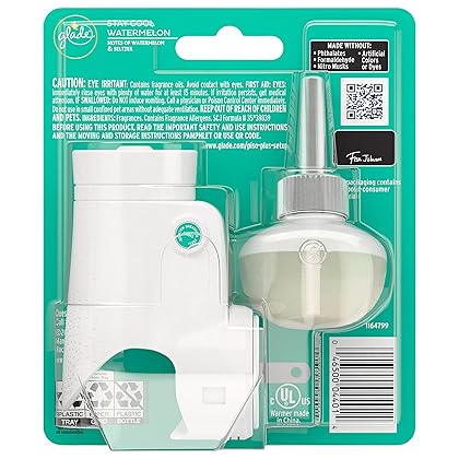 Glade PlugIn Plus Air Freshener Starter Kit, Scented Oil for Home and Bathroom, Stay Cool Watermelon, 0.67 Fl Oz, 1 Warmer + 1 Refill