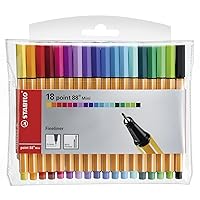 STABILO Fineliner point 88 MINI - Wallet of 18 - Assorted colors