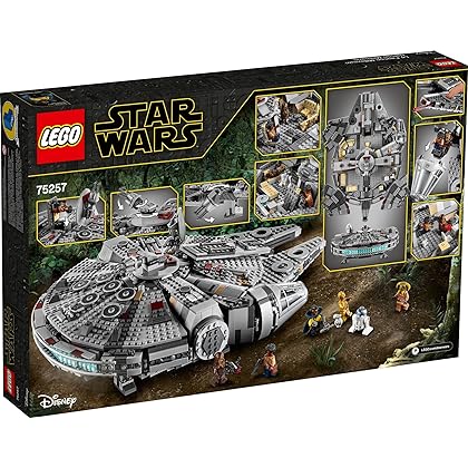 LEGO Star Wars Millennium Falcon 75257 Building Set - Starship Model with Finn, Chewbacca, Lando Calrissian, Boolio, C-3PO, R2-D2, and D-O Minifigures, The Rise of Skywalker Movie Collection