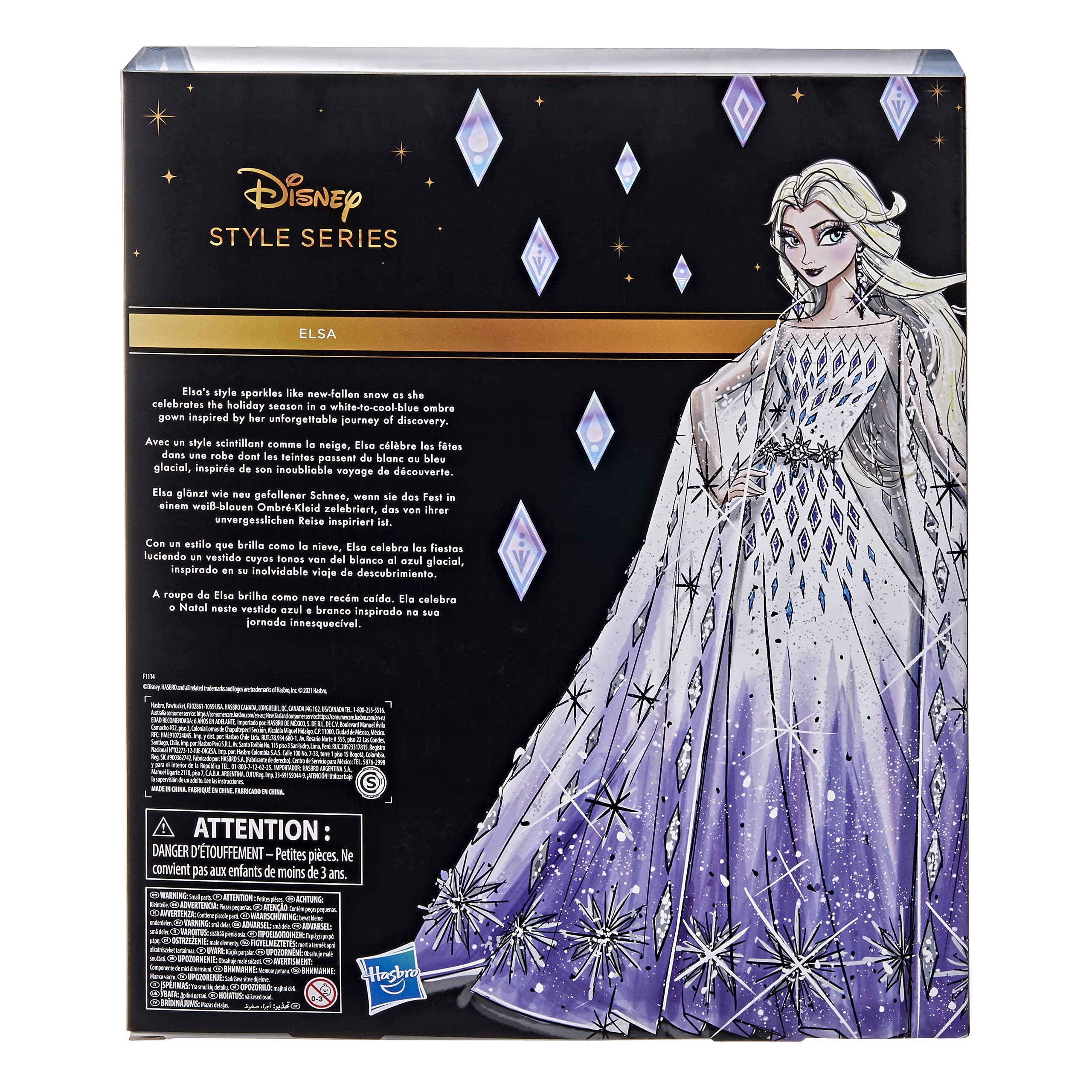 Disney Princess Style Series Holiday Elsa Doll, Fashion Doll Accessories, Collector Toy for Kids 6 and Up, White