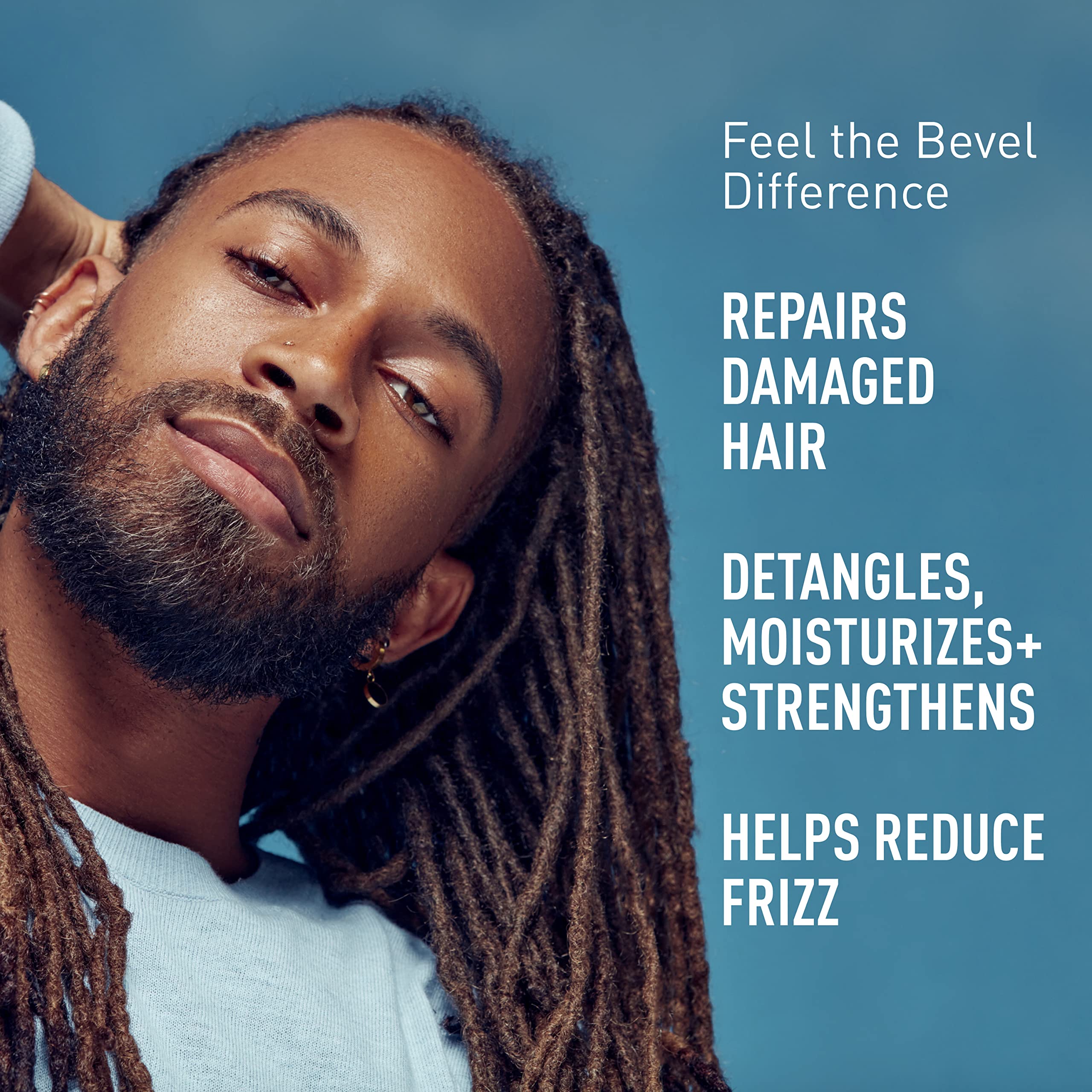 Bevel Leave In Conditioner for Men - Curly Hair Conditioner with Hemp Seed Oil and Biotin, Detangles Moisturizes and Strengthens Hair, 7 Oz