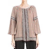 Max Studio Women's Long Sleeve Front Inverted Pleat Blouse