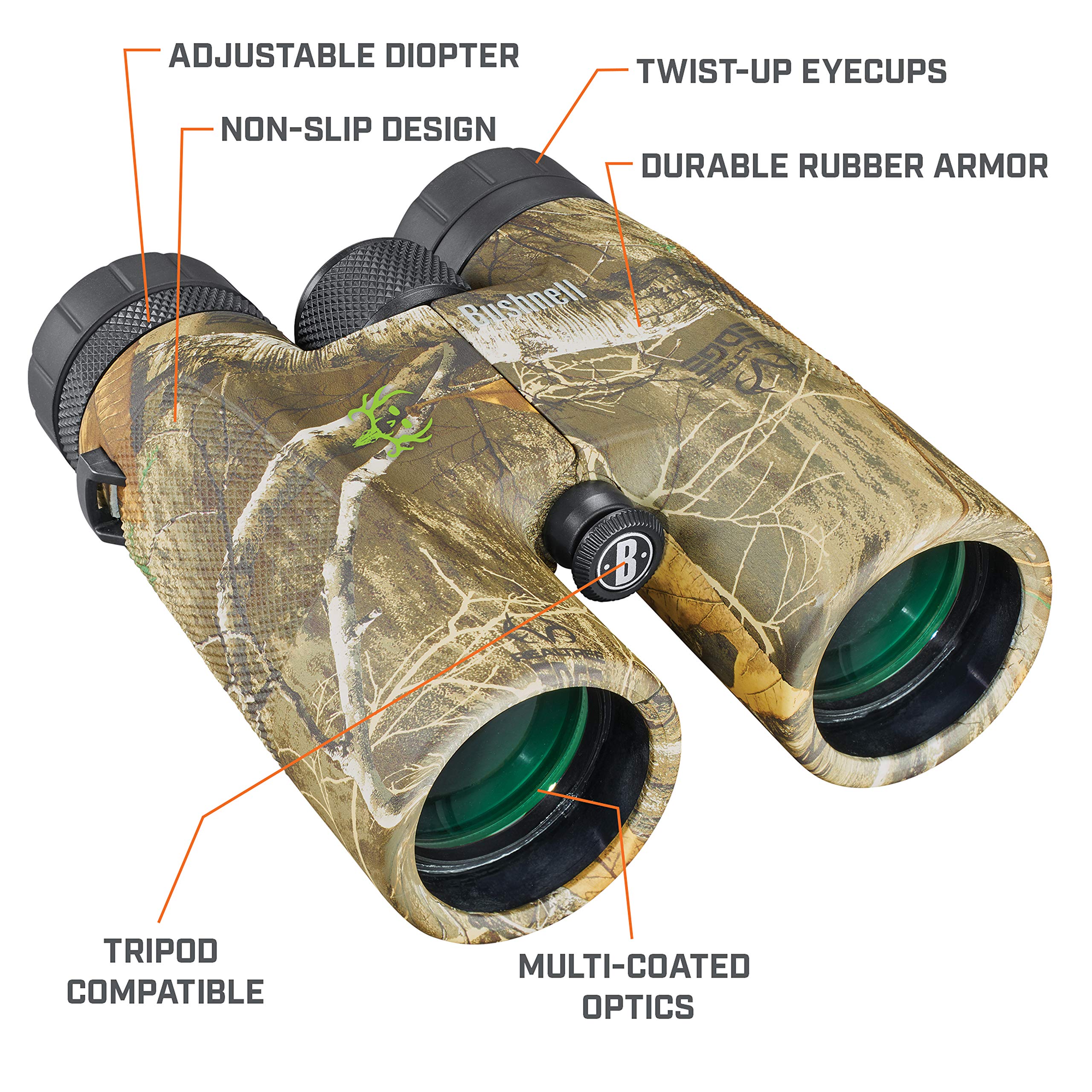 Bushnell Powerview 10x42 BoneCollector Binoculars, Adult Binoculars for All Purpose Use in Realtree Edge Camo