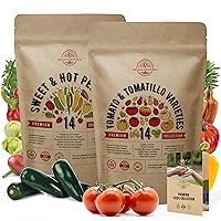 Organo Republic 14 Sweet & Hot Peppers and 14 Rare Tomato & Tomatillo Seeds Variety Packs Bundle Non-GMO Heirloom Seeds for Indoor and Outdoor Over 1500 Pepper & Tomato Seeds