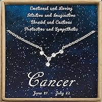 Zodiac Sign Constellation Jewelry Gift for Women Girl, CZ Diamond Horoscope Astrology Lucky Charm Pendant Necklace Happy Birthday Gift Box Set for Family Sister Friends