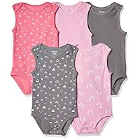 Hanes baby-girls Baby Bodysuits, Ultimate Flexy Sleeveless for Boys & Girls, 5-packBodystocking