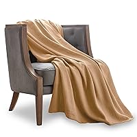Vellux 100% Cotton Blanket - Soft, Breathable, Cozy & Lightweight Thermal Blanket – All-Season King Size Blanket Perfect for Layering Bed, Couch & Sofa - Hotel Quality (90 x 108 Inch, Beige)
