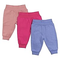 Girls Fleece Pull-on Pants 3-pack, Flexy Super Soft 4-Way Sweatpants, Stretch Joggers for Babies & Toddlers