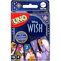 Mattel Games UNO Disney Wish Card Game for Kids, Adults & Game Night with Characters from The Movie & Special Rule, 2 to 10 Players