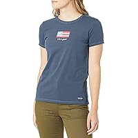 Life is Good Women's Vintage Crusher Graphic T-Shirt Three Stripe American Flag