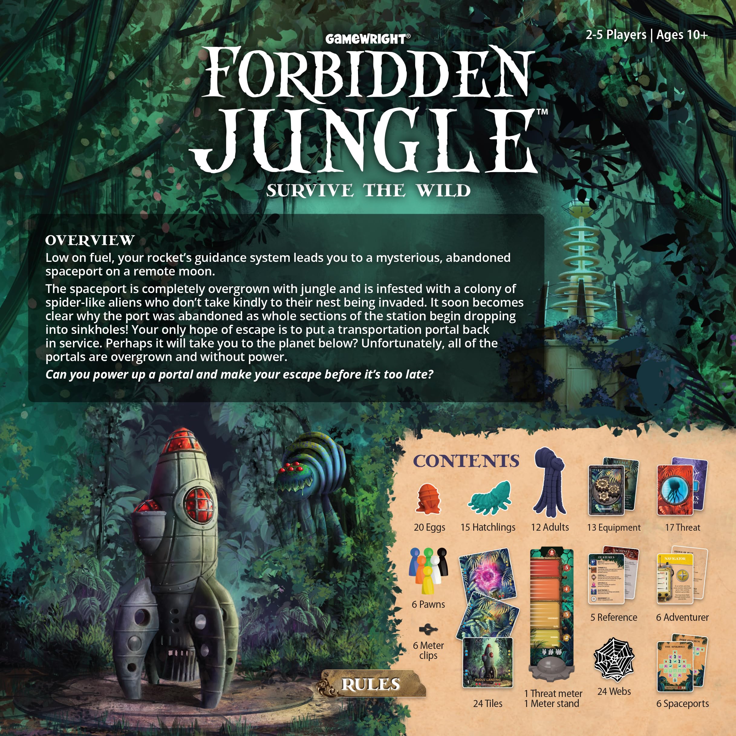 Gamewright - Forbidden Jungle - The Cooperative Strategy Survival Jungle Board Game - Ages 10 and up - 2-4 Players - Perfect for Family Game Night!