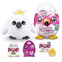 Pets Alive Chirpy Birds (White Cockatoo) by ZURU, Electronic Pet That Speaks, Giant Surprise Egg, Stickers, Comb, Fluffy Clay, Bird Animal Plush for Girls