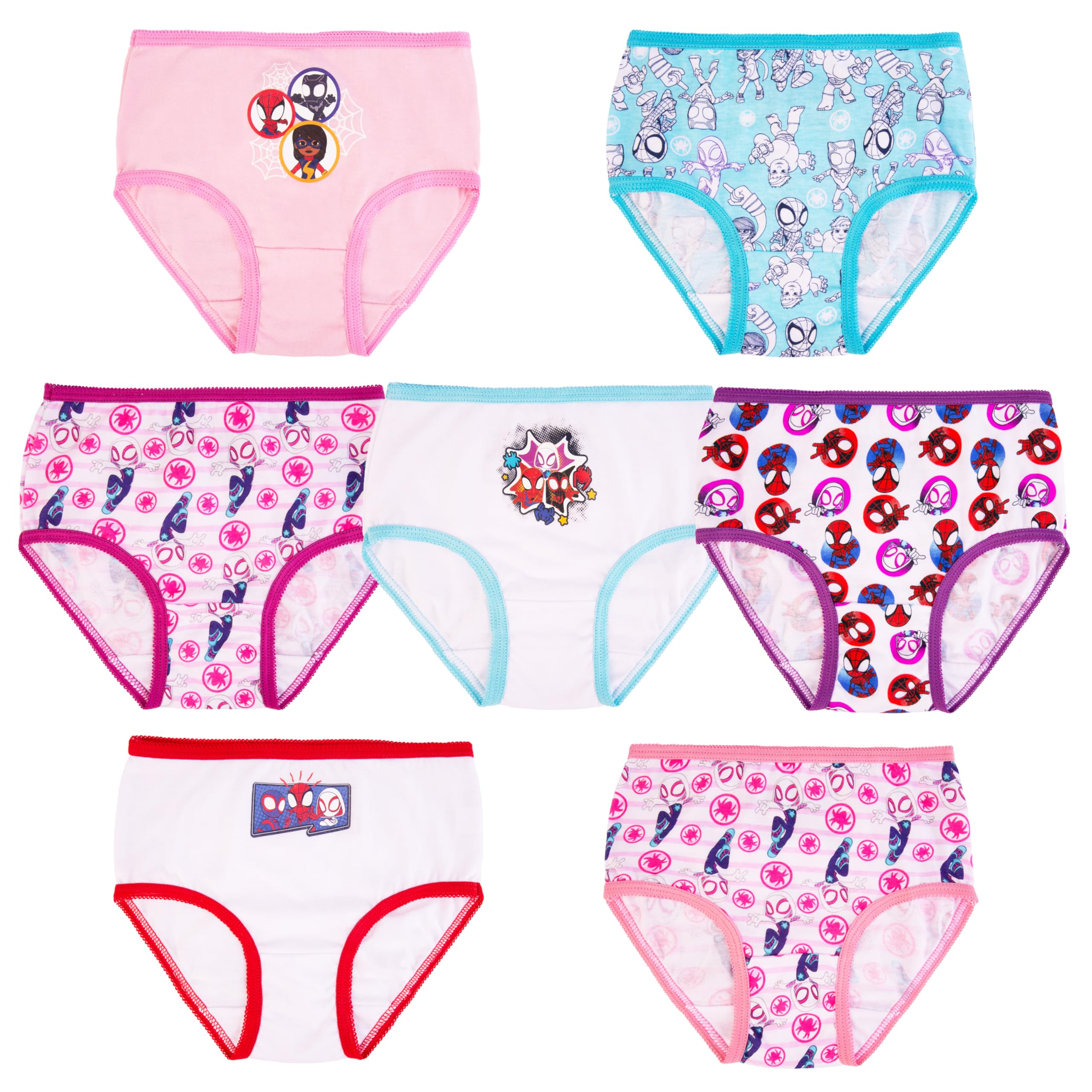 Marvel Girls' Spiderman & Ghost Spider Amazon Exclusive Toddler 7-Pack of 100 Panties and 4-Pack Cotton Span Blend, 2/3t-10