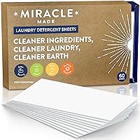 Miracle Made® Eco-Friendly Liquidless Laundry Detergent Sheets-60 Sheets for 120 Loads-Fragrance Free-Plastic-Free, Biodegradable Travel Eco-Strips-Dye, Bleach, Paraben, Cruelty-Free