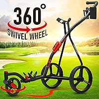 Golf Cart Golf Push Carts - Swivel Front Wheel 360 Degree Rotating, 1-Step Folding, Aircraft Grade Frame, Clear Design Concept, Lightweight & Easy Handling