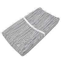 American Baby Company Printed 100% Cotton Knit Fitted Contoured Changing Table Pad Cover/Sheet - Compatible with Mika Micky Bassinet, Navy/Gray Funny Stripes, for Boys and Girls