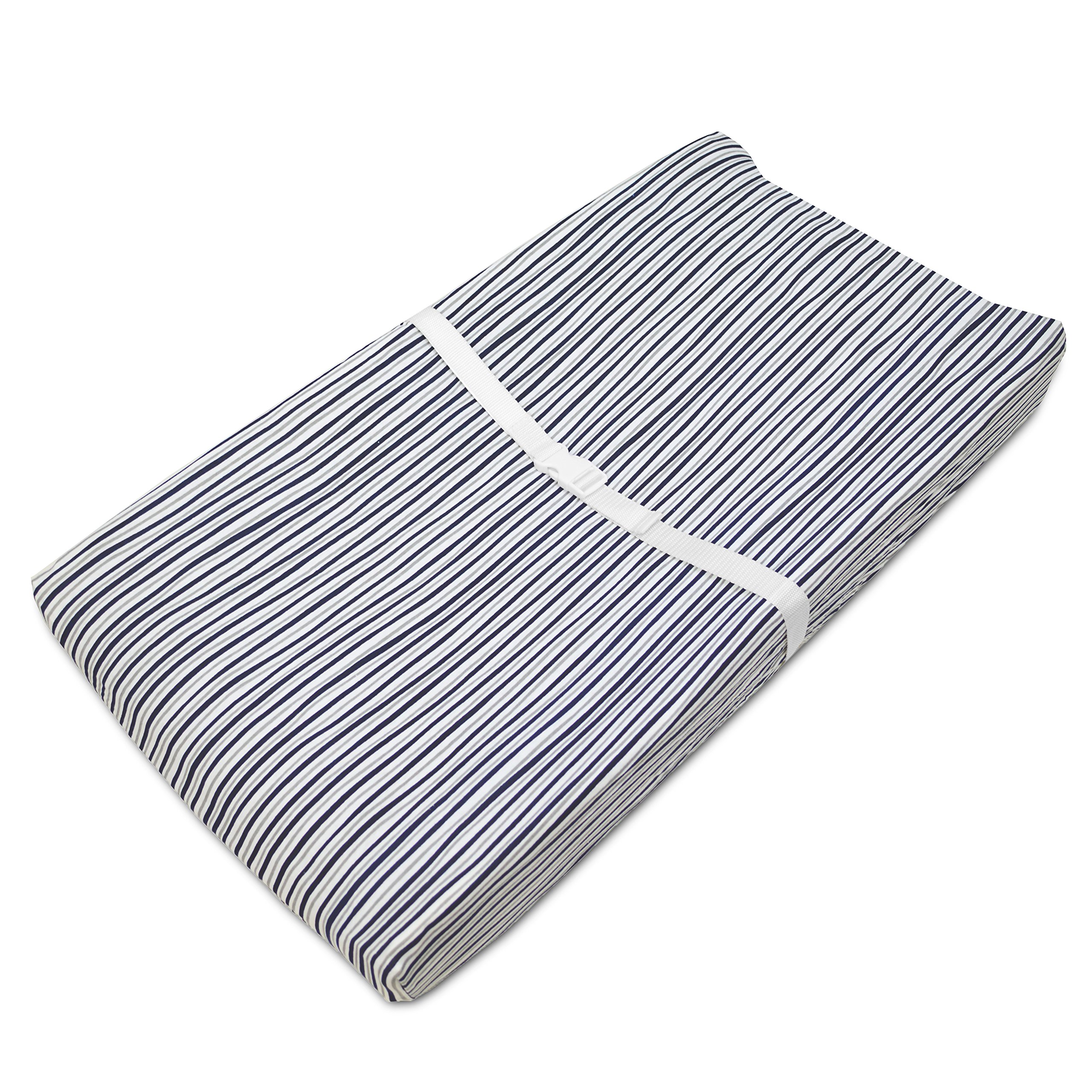 American Baby Company 2 Pack Printed 100% Cotton Knit Fitted Contoured Changing Table Pad Cover - Compatible with Mika Micky Bassinet, Gray Stripes and Sports, for Boys and Girls