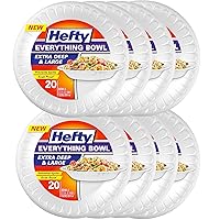 Hefty Everything Bowl, 9 Inch Diameter, 27 Ounce Capacity, 20 Count (Pack of 8), 160 Total