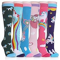 FNOVCO Girls Knee High Socks Cartoon Animal Patterns Cotton Over Calf Socks